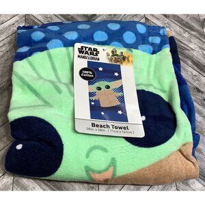 Star Wars Mandalorian Beach Towel Baby Yoda 28" x 58" Cotton Kids  Disney Pool